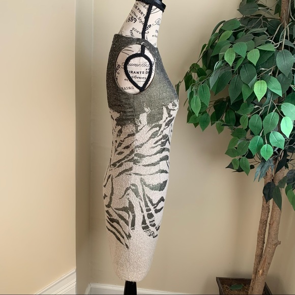 Hilton Hollis 2 Piece Wool Blend Animal Print Dress Suit Beige Green Sz 0 - Picture 14 of 16